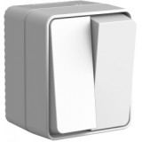 Выключатель Atlas Design Profi 54, двухклавишный, без подсветки, цвет - серый