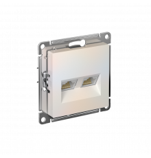 РОЗЕТКА двойная компьютерная RJ45+RJ45 кат. 5e, механизм Systeme Electric AtlasDesign, Жемчуг