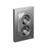 РОЗЕТКА двойная с заземлением со шторками, 16А, в сборе Systeme Electric AtlasDesign, Сталь