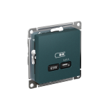 USB РОЗЕТКА тип-С 65Вт высокоскор.заряд. QC, PD, механизм Systeme Electric AtlasDesign, Изумруд