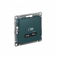 USB РОЗЕТКА тип-С 65Вт высокоскор.заряд. QC, PD, механизм Systeme Electric AtlasDesign, Изумруд