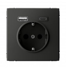 РОЗЕТКА 16А с 2 USB A+C, 5В/2,4А/3,0А, 2х5В/1,5А, механизм Systeme Electric ArtGallery, Базальт
