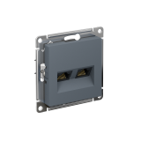 РОЗЕТКА двойная компьютерная RJ45+RJ45 кат. 6А, механизм,Systeme Electric AtlasDesign, Грифель