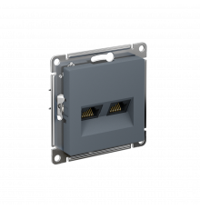 РОЗЕТКА двойная компьютерная RJ45+RJ45 кат. 6А, механизм,Systeme Electric AtlasDesign, Грифель