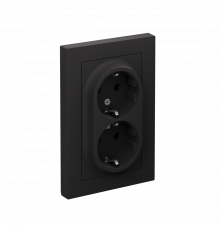 РОЗЕТКА двойная с заземлением со шторками, 16А, в сборе Systeme Electric AtlasDesign, Карбон