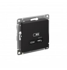 USB РОЗЕТКА тип-С 65Вт высокоскор.заряд. QC, PD, механизм Systeme Electric AtlasDesign, Карбон