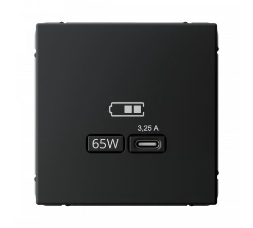 USB РОЗЕТКА тип-С 65Вт высокоскор.заряд. QC, PD, механизм Systeme Electric ArtGallery, Карбон