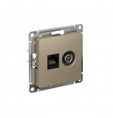 РОЗЕТКА двойная ТВ + компьютерная RJ45 кат. 5e, механизм Systeme Electric AtlasDesign, Шампань