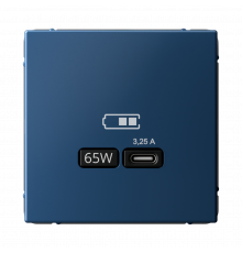 USB РОЗЕТКА тип-С 65Вт высокоскор.заряд. QC, PD, механизм Systeme Electric ArtGallery, Аквамарин