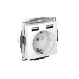 РОЗЕТКА 16А c 2 USB A+A, 5В/2,4А, 2х5В/1,2А, механизм Systeme Electric AtlasDesign, Лотос