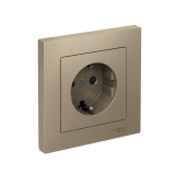 РОЗЕТКА с заземлением со шторками, 16А, в сборе, быстрозажим. клем Systeme Electric AtlasDesign, Шампань