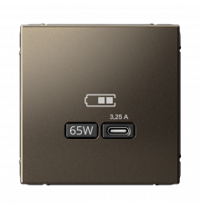 USB РОЗЕТКА тип-С 65Вт высокоскор.заряд. QC, PD, механизм Systeme Electric ArtGallery, Мокко
