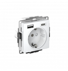 РОЗЕТКА 16А с 2 USB A+C, 5В/2,4А/3,0А, 2х5В/1,5А, механизм Systeme Electric AtlasDesign, Лотос
