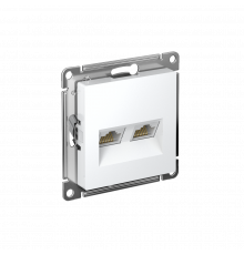РОЗЕТКА двойная компьютерная RJ45+RJ45 кат. 5e, механизм Systeme Electric AtlasDesign, Белый