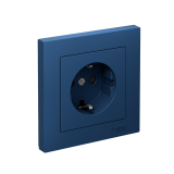 РОЗЕТКА с заземлением со шторками, 16А, в сборе, быстрозажим. клем Systeme Electric AtlasDesign, Аквамарин