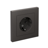 РОЗЕТКА с заземлением со шторками, 16А, в сборе Systeme Electric AtlasDesign, Базальт