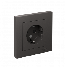 РОЗЕТКА с заземлением со шторками, 16А, в сборе Systeme Electric AtlasDesign, Базальт