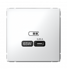 USB РОЗЕТКА тип-С 65Вт высокоскор.заряд. QC, PD, механизм Systeme Electric ArtGallery, Белый