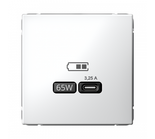 USB РОЗЕТКА тип-С 65Вт высокоскор.заряд. QC, PD, механизм Systeme Electric ArtGallery, Белый