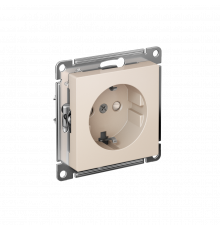 РОЗЕТКА с заземлением со шторками, 16А, механизм, быстрозажим. клем Systeme Electric AtlasDesign, Бежевый