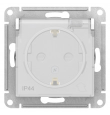 AQUA РОЗЕТКА с заземлением со шторками, с прозрач. крышкой 16А, IP44, механизм Systeme Electric AtlasDesign, Белый