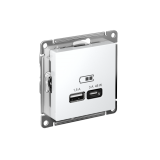 USB РОЗЕТКА A + тип-C 45Вт высокоскор.заряд. QC, PD, механизм Systeme Electric AtlasDesign, Лотос