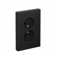 РОЗЕТКА двойная без заземления, 16А, в сборе Systeme Electric AtlasDesign, Карбон