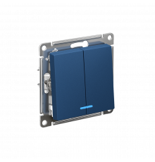 2-клавишный ВЫКЛЮЧАТЕЛЬ с подсветкой, сх.5а, 10АХ, механизм Systeme Electric AtlasDesign, Аквамарин