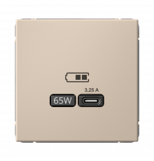 USB РОЗЕТКА тип-С 65Вт высокоскор.заряд. QC, PD, механизм Systeme Electric ArtGallery, Песочный