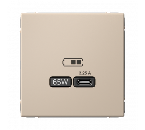 USB РОЗЕТКА тип-С 65Вт высокоскор.заряд. QC, PD, механизм Systeme Electric ArtGallery, Песочный