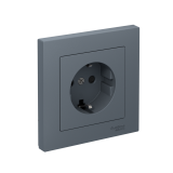РОЗЕТКА с заземлением со шторками, 16А, в сборе, быстрозажим. клем Systeme Electric AtlasDesign, Грифель