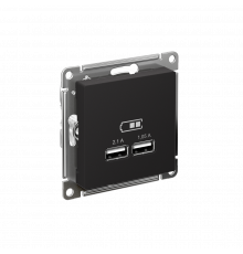 USB РОЗЕТКА A+A, 5В/2,1А, 2х5В/1,05А, механизм Systeme Electric AtlasDesign, Карбон