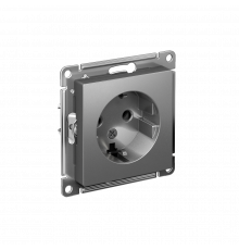 РОЗЕТКА с заземлением без шторок, 16А, механизм Systeme Electric AtlasDesign, Сталь