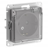 AQUA РОЗЕТКА с заземлением со шторками, с прозрач. крышкой 16А, IP44, механизм Systeme Electric AtlasDesign, Алюминий