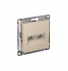 РОЗЕТКА двойная компьютерная RJ45+RJ45 кат. 5e, механизм Systeme Electric AtlasDesign, Песочный