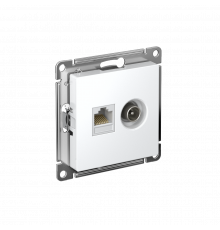 РОЗЕТКА двойная ТВ + компьютерная RJ45 кат. 5e, механизм Systeme Electric AtlasDesign, Белый