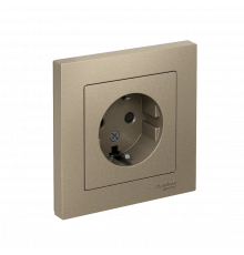 РОЗЕТКА с заземлением со шторками, 16А, в сборе Systeme Electric AtlasDesign, Шампань