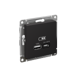 USB РОЗЕТКА A + тип-C 45Вт высокоскор.заряд. QC, PD, механизм Systeme Electric AtlasDesign, Карбон