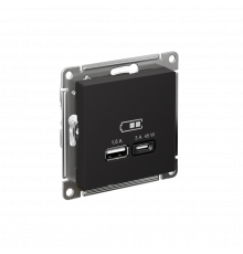 USB РОЗЕТКА A + тип-C 45Вт высокоскор.заряд. QC, PD, механизм Systeme Electric AtlasDesign, Карбон