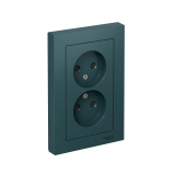 РОЗЕТКА двойная без заземления со шторками, 16А, в сборе Systeme Electric AtlasDesign, Изумруд