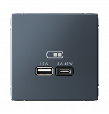 USB РОЗЕТКА A + тип-C 45Вт высокоскор.заряд. QC, PD, механизм Systeme Electric ArtGallery, Грифель
