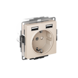 РОЗЕТКА 16А c 2 USB A+A, 5В/2,4А, 2х5В/1,2А, механизм Systeme Electric AtlasDesign, Бежевый