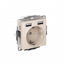 РОЗЕТКА 16А c 2 USB A+A, 5В/2,4А, 2х5В/1,2А, механизм Systeme Electric AtlasDesign, Бежевый
