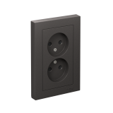РОЗЕТКА двойная без заземления со шторками, 16А, в сборе Systeme Electric AtlasDesign, Базальт