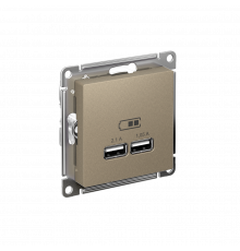 USB РОЗЕТКА A+A, 5В/2,1А, 2х5В/1,05А, механизм Systeme Electric AtlasDesign, Шампань