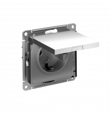 РОЗЕТКА с заземлением со шторками с крышкой, 16А, IP20, механизм Systeme Electric AtlasDesign, Сталь