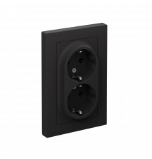РОЗЕТКА двойная с заземлением без шторок, 16А, в сборе Systeme Electric AtlasDesign, Карбон