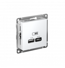 USB РОЗЕТКА А+С, 5В/2,4А, 2х5В/1,2А, механизм Systeme Electric AtlasDesign, Лотос