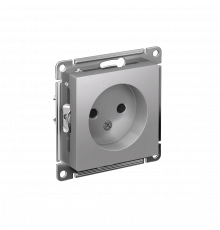 РОЗЕТКА без заземления со шторками, 16А, механизм Systeme Electric AtlasDesign, Алюминий