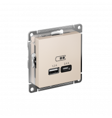 USB РОЗЕТКА А+С, 5В/2,4А, 2х5В/1,2А, механизм Systeme Electric AtlasDesign, Бежевый